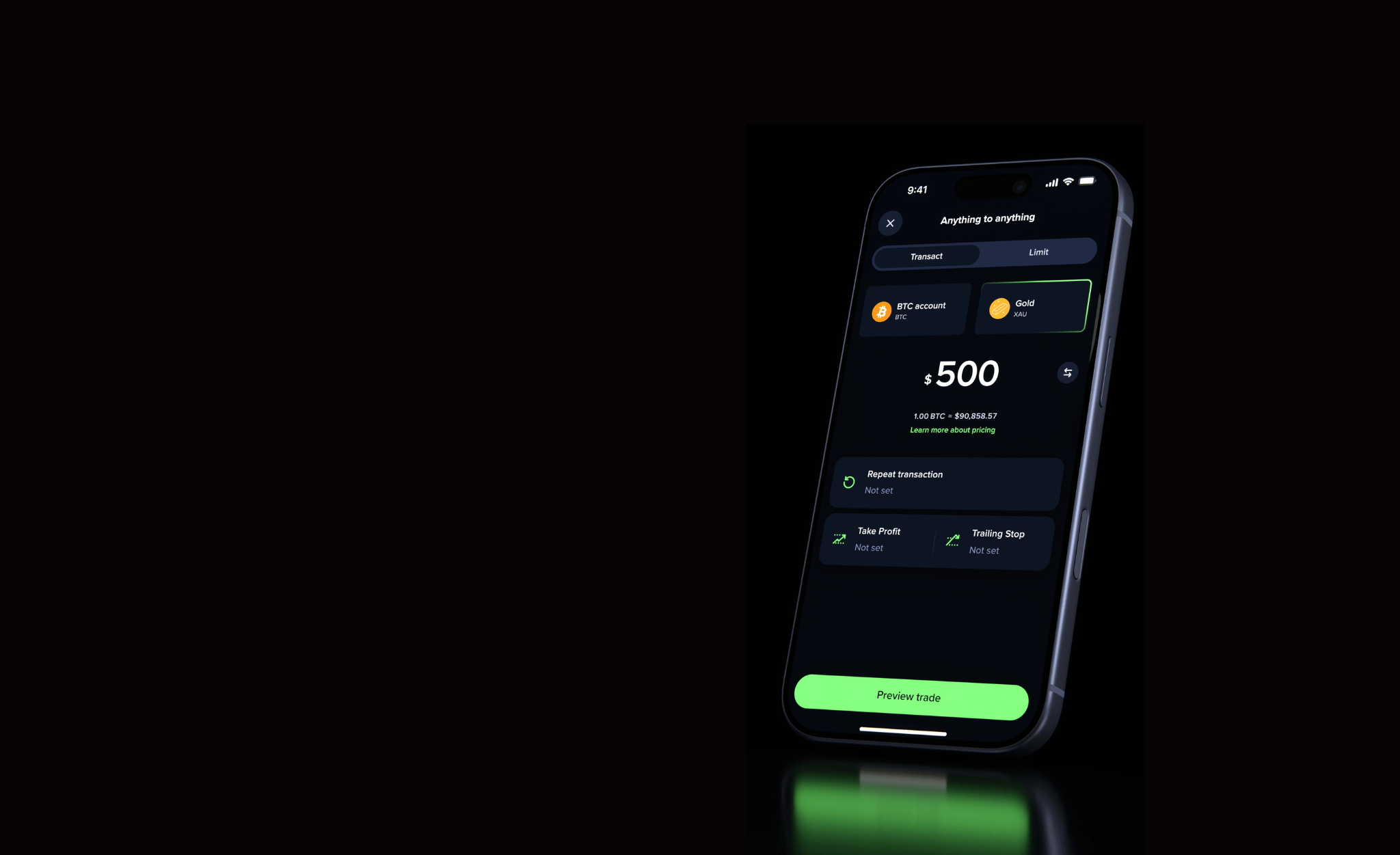 Uphold app showing anything to anything trading